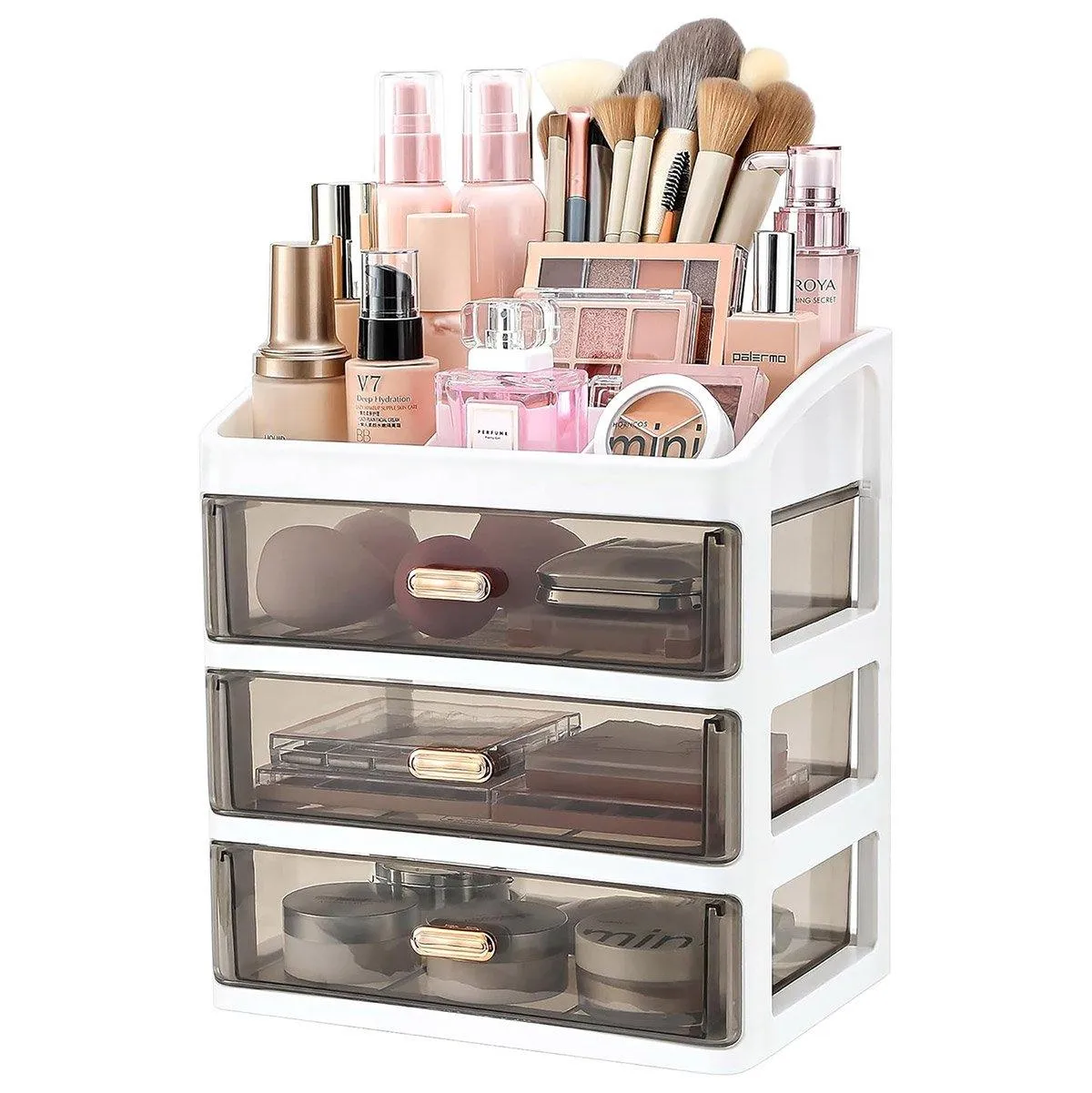 3Layer Cosmetic Organiser Storage Drawer Case Makeup Box for Home and Bathroom