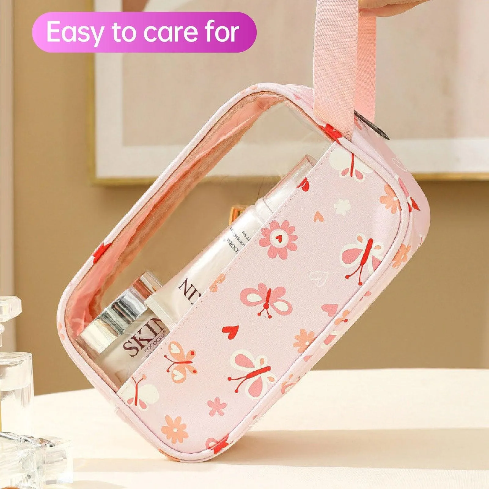 3PCS Large Capacity Transparent Waterproof Makeup Travel Storage Toiletry Bag