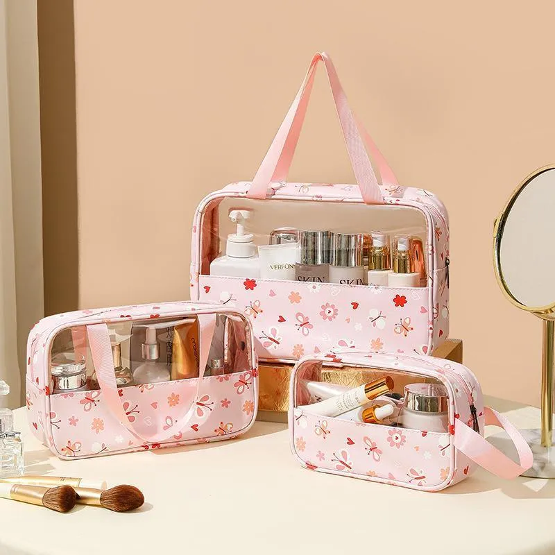 3PCS Large Capacity Transparent Waterproof Makeup Travel Storage Toiletry Bag