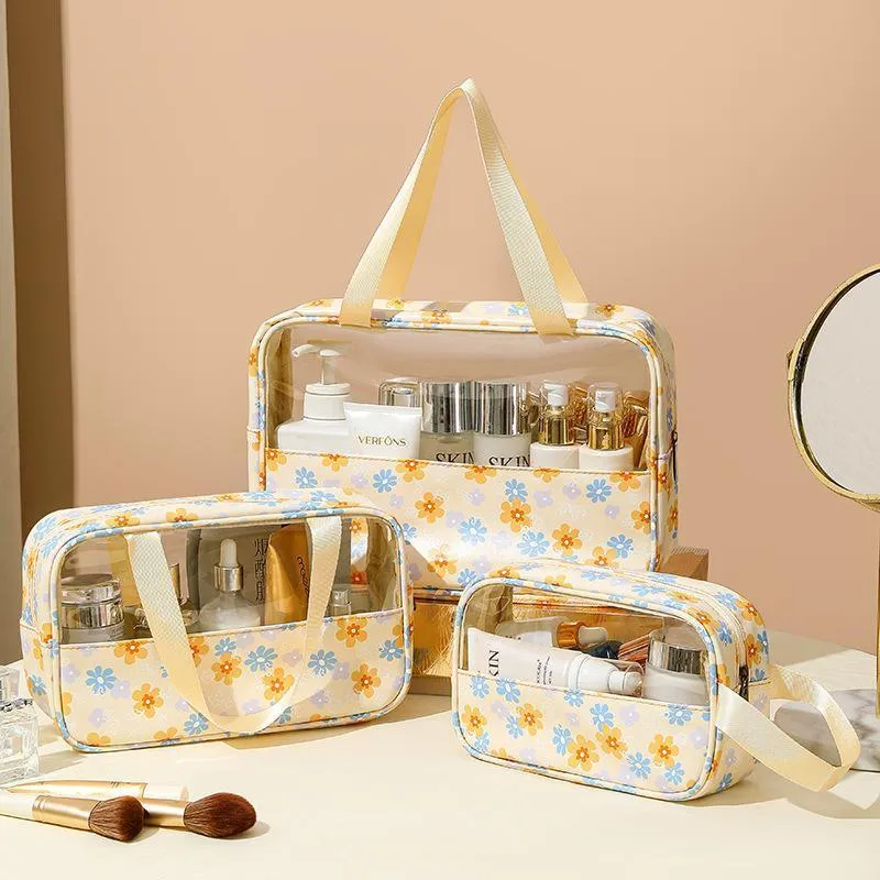 3PCS Large Capacity Transparent Waterproof Makeup Travel Storage Toiletry Bag