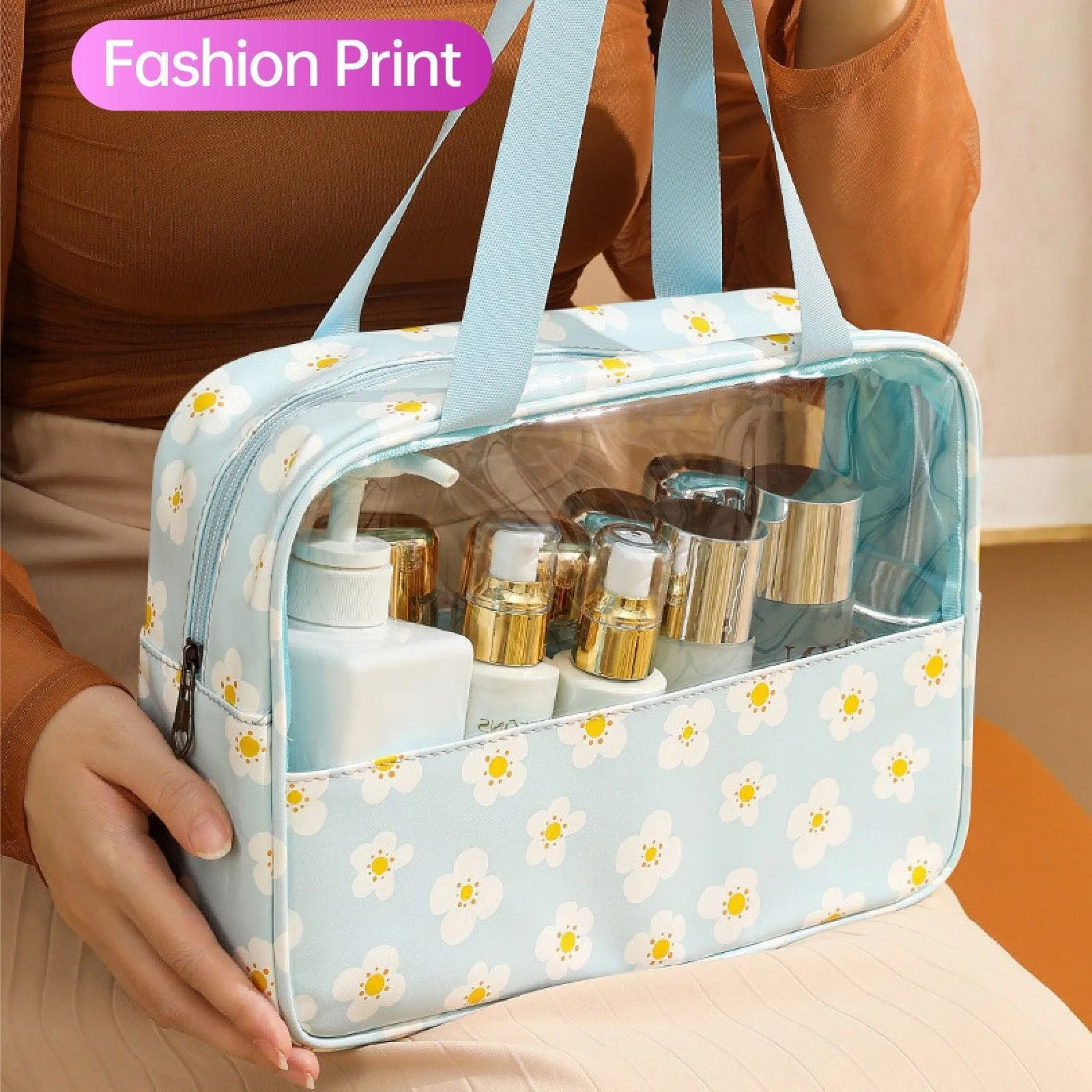 3PCS Large Capacity Transparent Waterproof Makeup Travel Storage Toiletry Bag