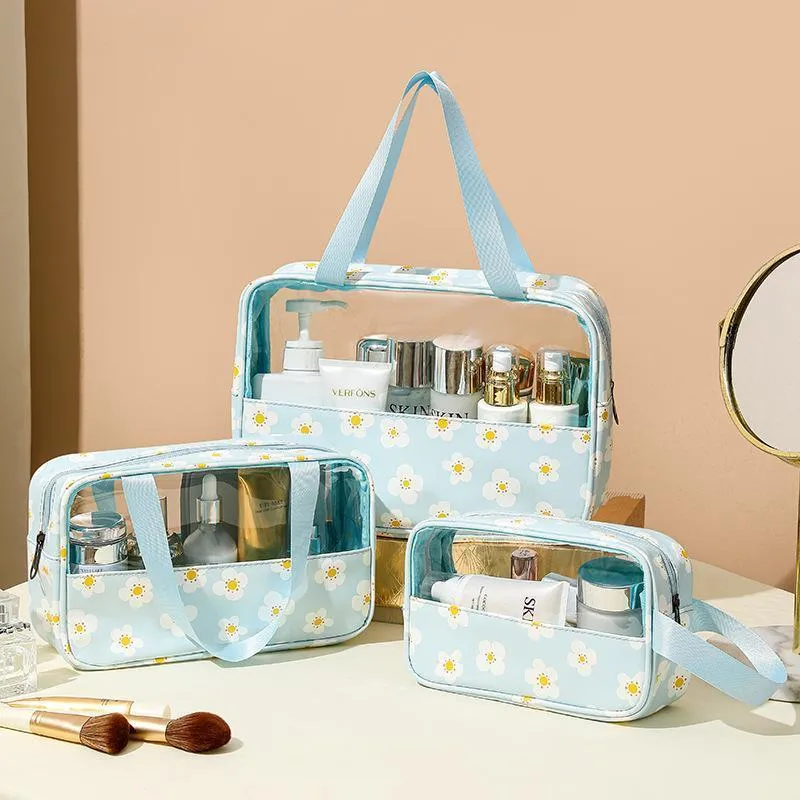 3PCS Large Capacity Transparent Waterproof Makeup Travel Storage Toiletry Bag