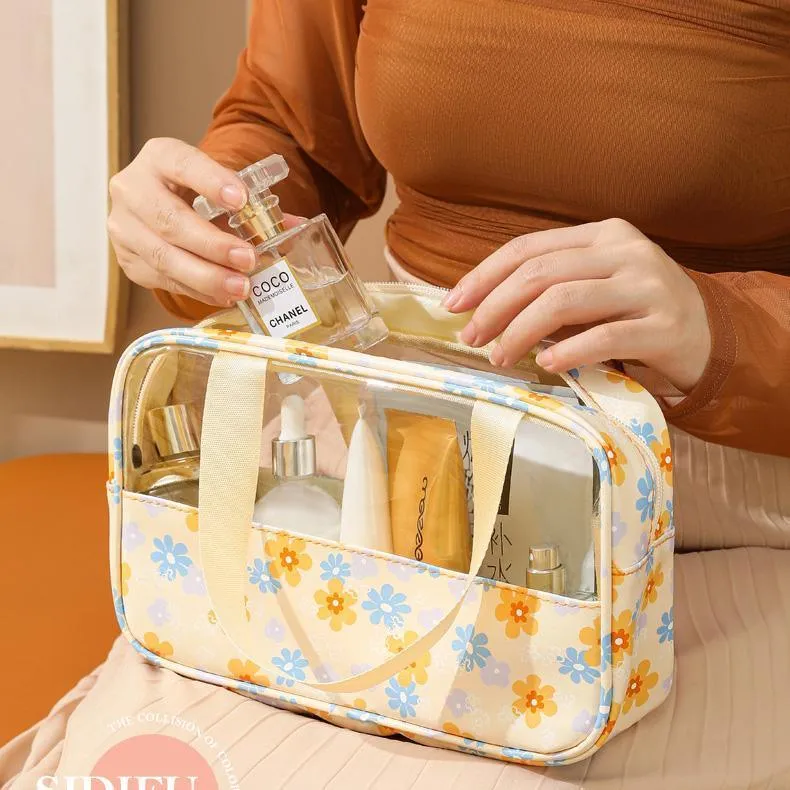 3PCS Large Capacity Transparent Waterproof Makeup Travel Storage Toiletry Bag
