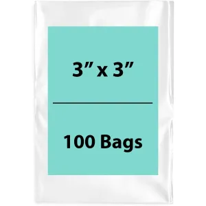 3X3 inches Clear Flat Poly Bags 2Mil Open Top (LDPE)