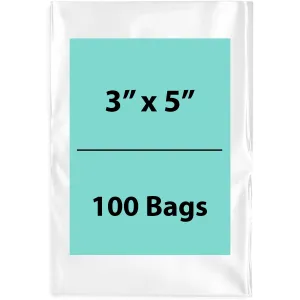 3X5 inches Clear Flat Poly Bags 4Mil Open Top (LDPE)