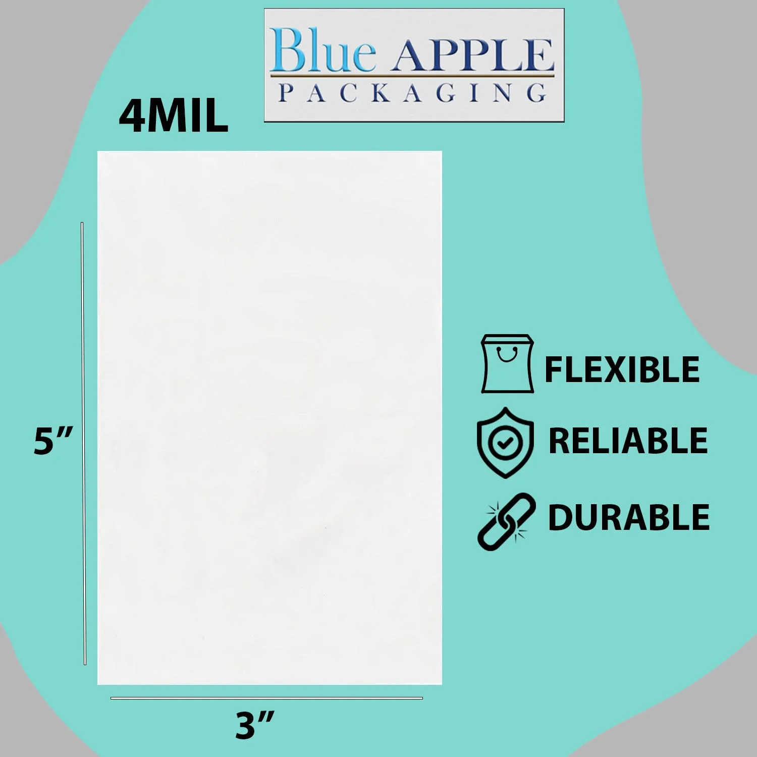 3X5 inches Clear Flat Poly Bags 4Mil Open Top (LDPE)