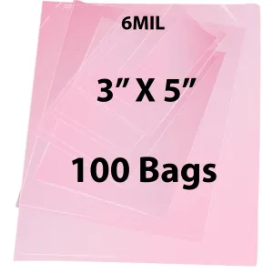3X5 inches Pink Anti Static Bags 6 Mil Flat