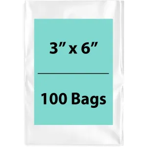 3X6 inches Clear Flat Poly Bags 1.5Mil Open Top (LDPE)