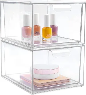 4 Pack Stackable Makeup Organizer Storage Drawers, Vtopmart Acrylic Bathroom Organi