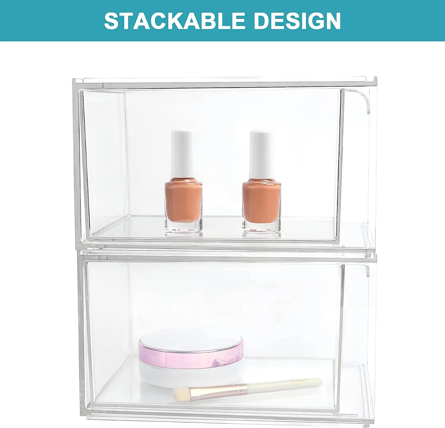 4 Pack Stackable Makeup Organizer Storage Drawers, Vtopmart Acrylic Bathroom Organi
