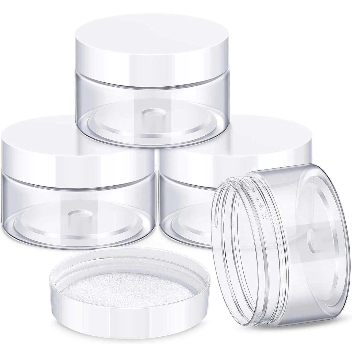 4 Pieces round Clear Wide-Mouth Leak Proof Plastic Container Jars with Lids for Travel Storage Makeup Beauty Products Face Creams Oils Salves Ointments DIY Making or Others (White,1 Ounce)