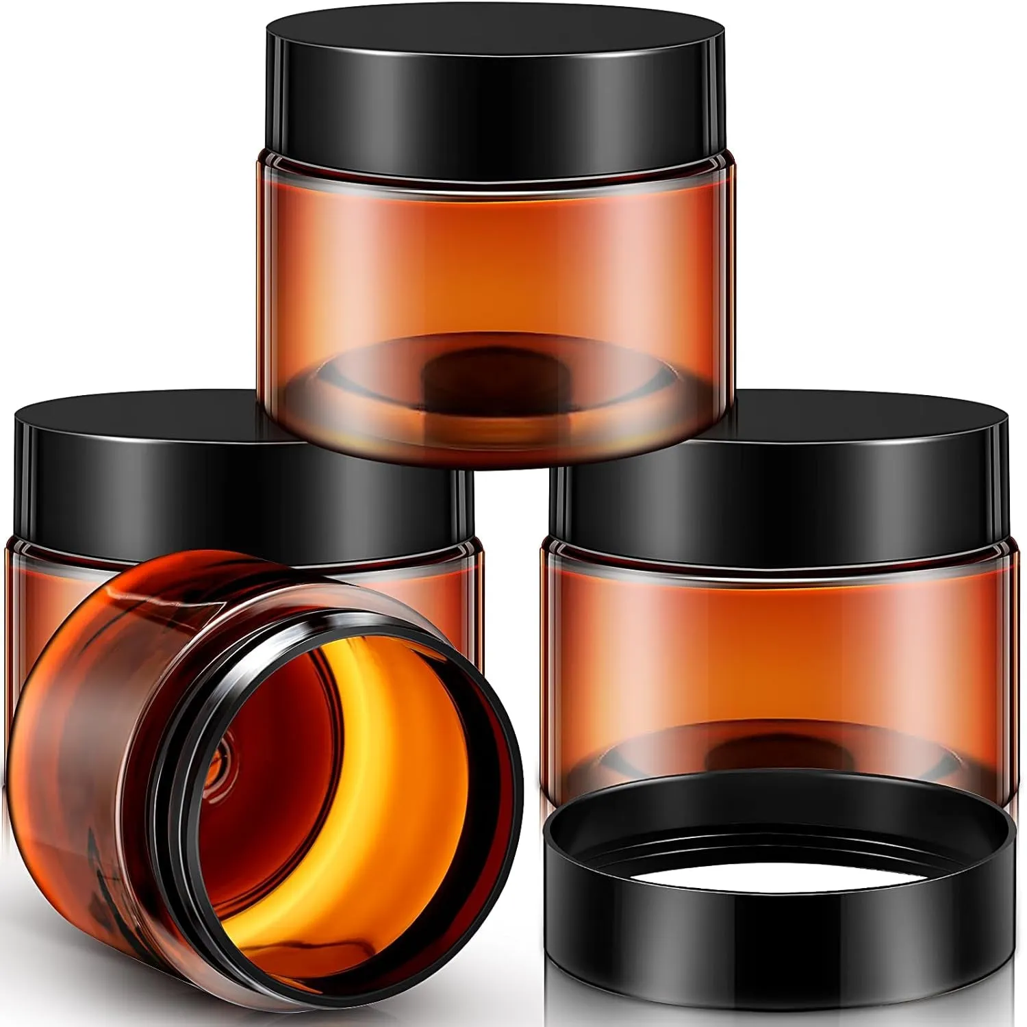 4 Pieces round Clear Wide-Mouth Leak Proof Plastic Container Jars with Lids for Travel Storage Makeup Beauty Products Face Creams Oils Salves Ointments DIY Making or Others (White,1 Ounce)