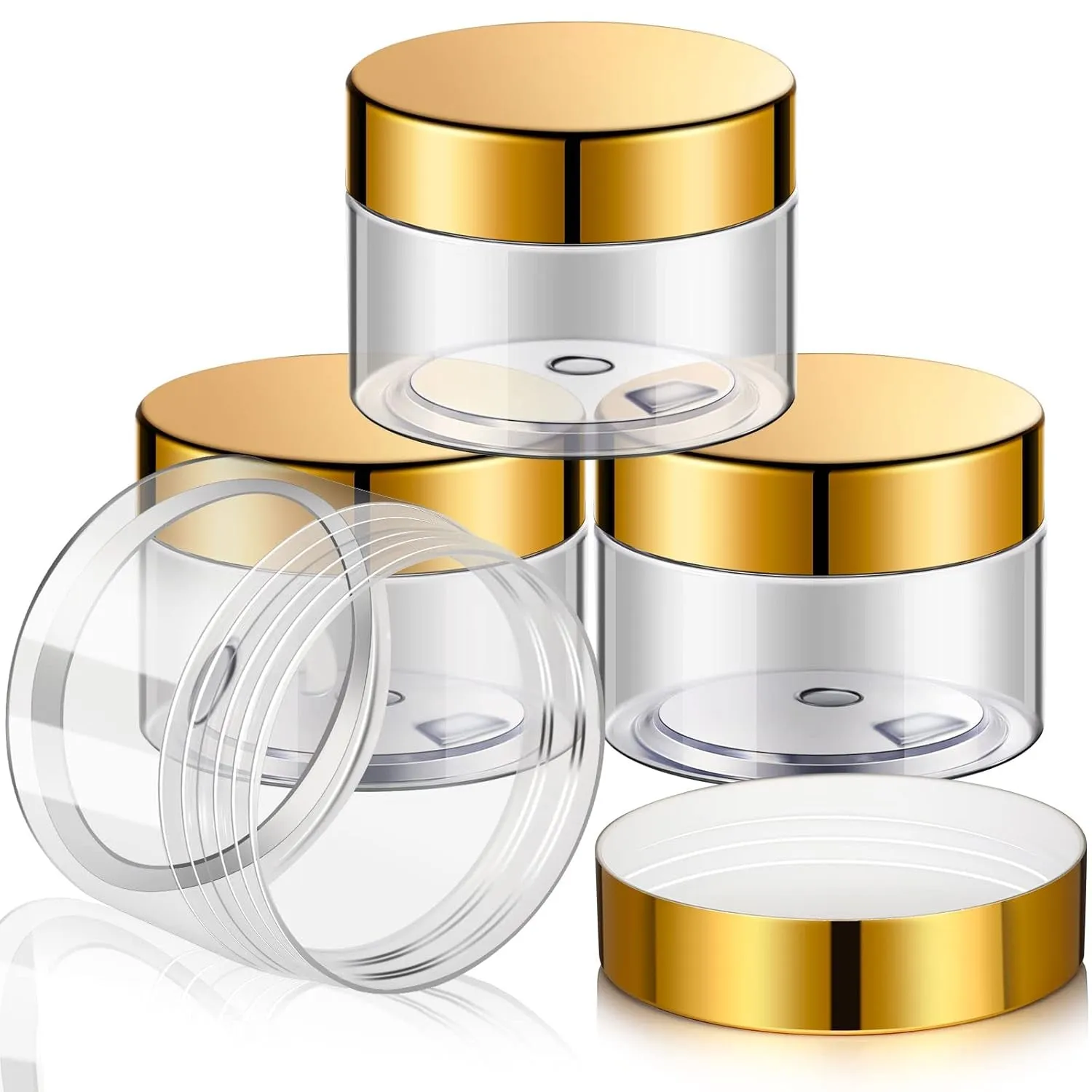 4 Pieces round Clear Wide-Mouth Leak Proof Plastic Container Jars with Lids for Travel Storage Makeup Beauty Products Face Creams Oils Salves Ointments DIY Making or Others (White,1 Ounce)