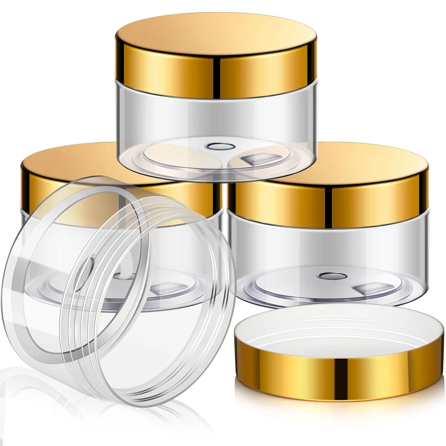 4 Pieces round Clear Wide-Mouth Leak Proof Plastic Container Jars with Lids for Travel Storage Makeup Beauty Products Face Creams Oils Salves Ointments DIY Making or Others (White,1 Ounce)