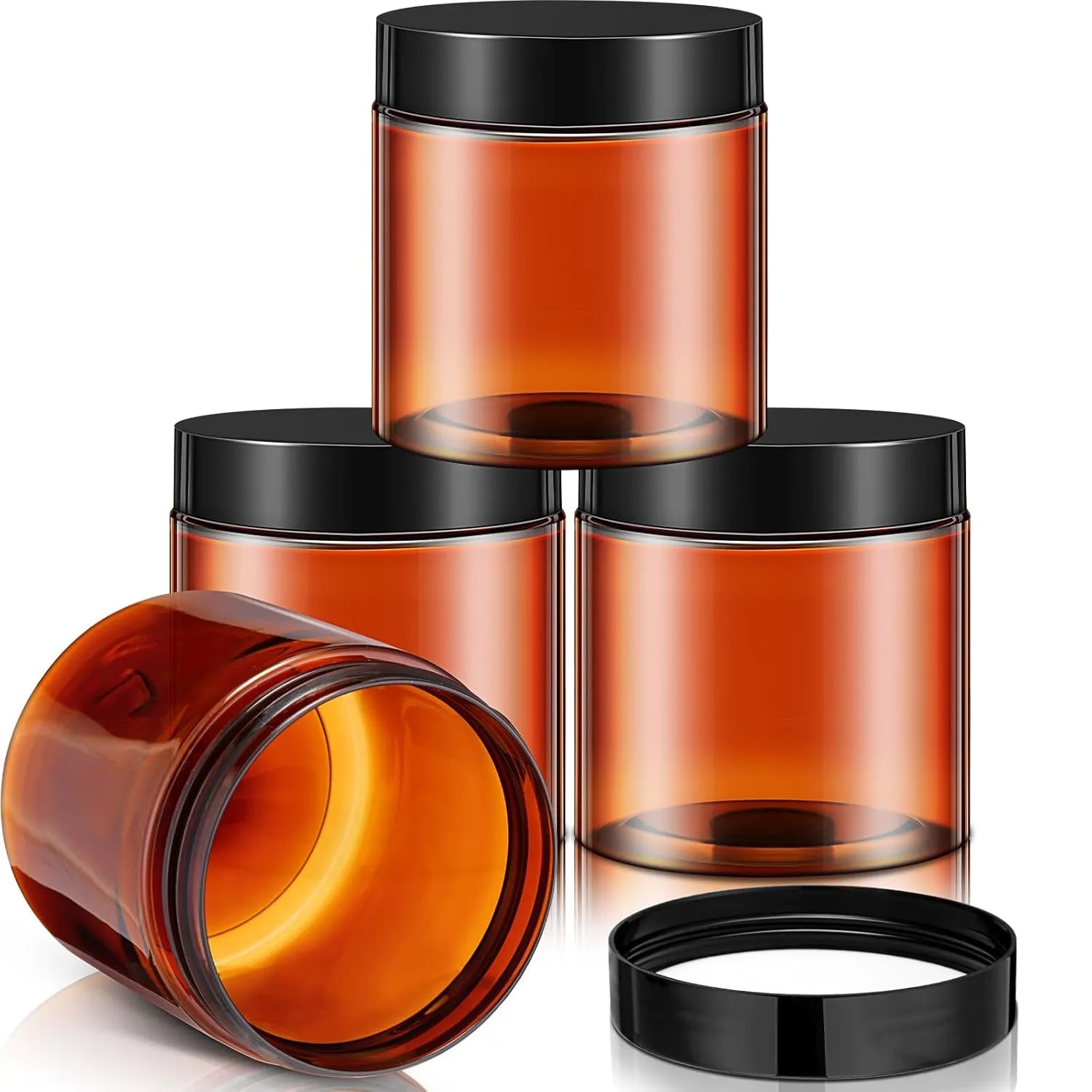 4 Pieces round Clear Wide-Mouth Leak Proof Plastic Container Jars with Lids for Travel Storage Makeup Beauty Products Face Creams Oils Salves Ointments DIY Making or Others (White,1 Ounce)