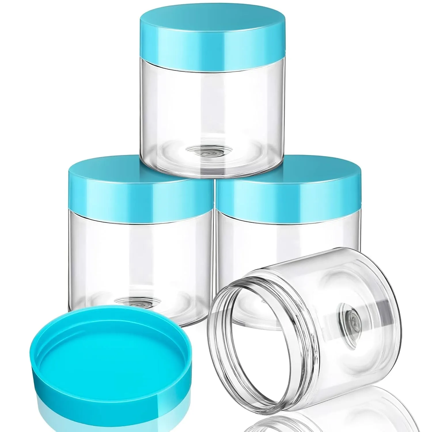 4 Pieces round Clear Wide-Mouth Leak Proof Plastic Container Jars with Lids for Travel Storage Makeup Beauty Products Face Creams Oils Salves Ointments DIY Making or Others (White,1 Ounce)