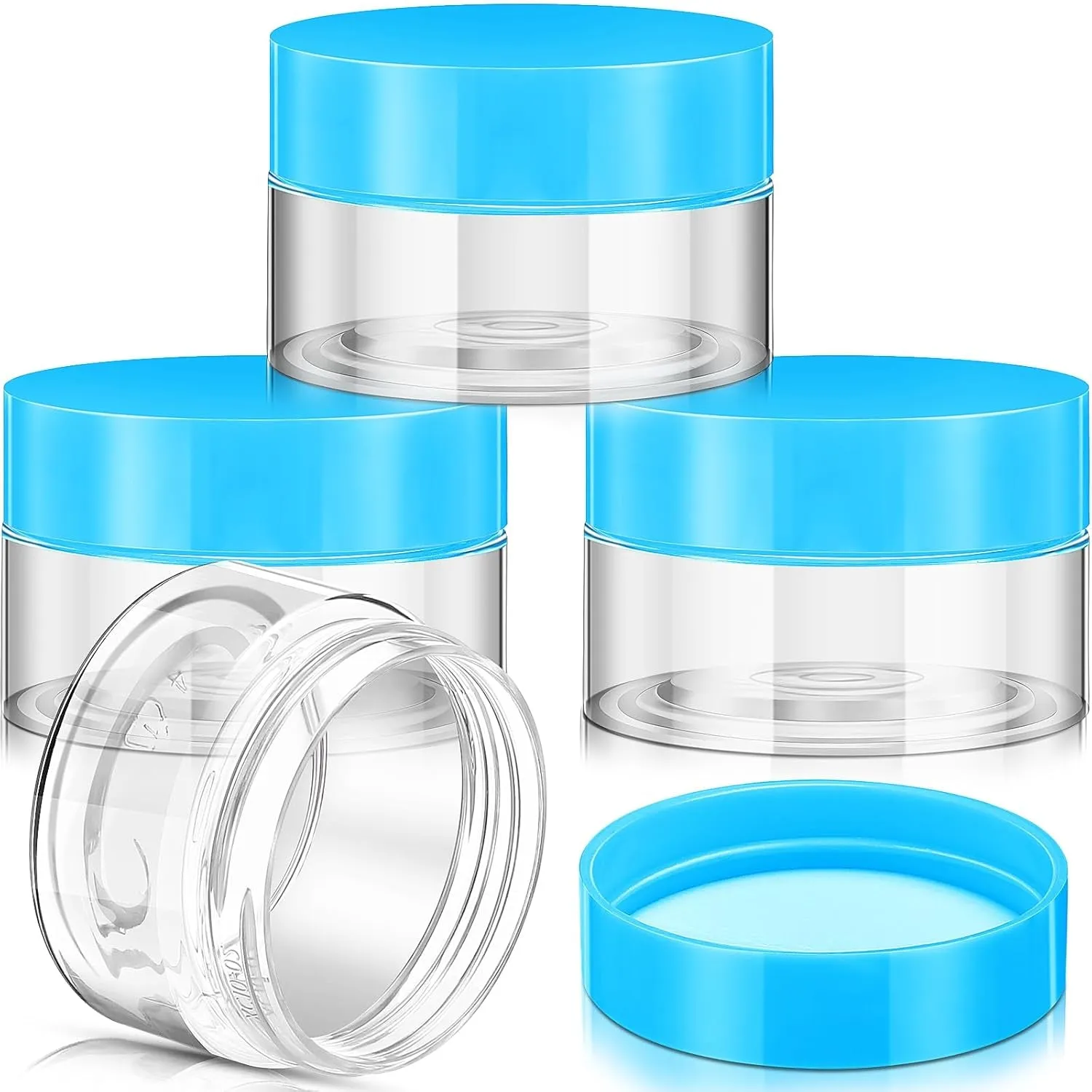 4 Pieces round Clear Wide-Mouth Leak Proof Plastic Container Jars with Lids for Travel Storage Makeup Beauty Products Face Creams Oils Salves Ointments DIY Making or Others (White,1 Ounce)