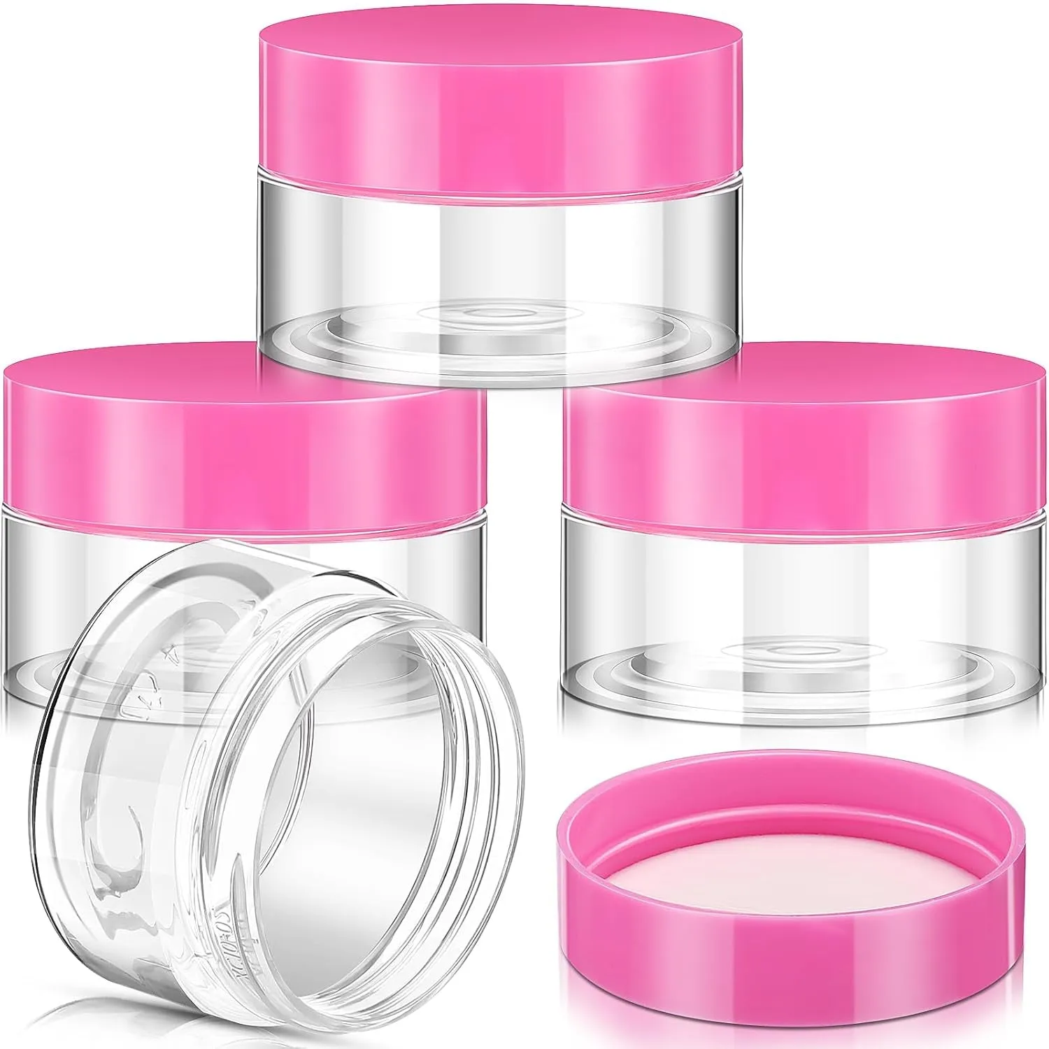 4 Pieces round Clear Wide-Mouth Leak Proof Plastic Container Jars with Lids for Travel Storage Makeup Beauty Products Face Creams Oils Salves Ointments DIY Making or Others (White,1 Ounce)