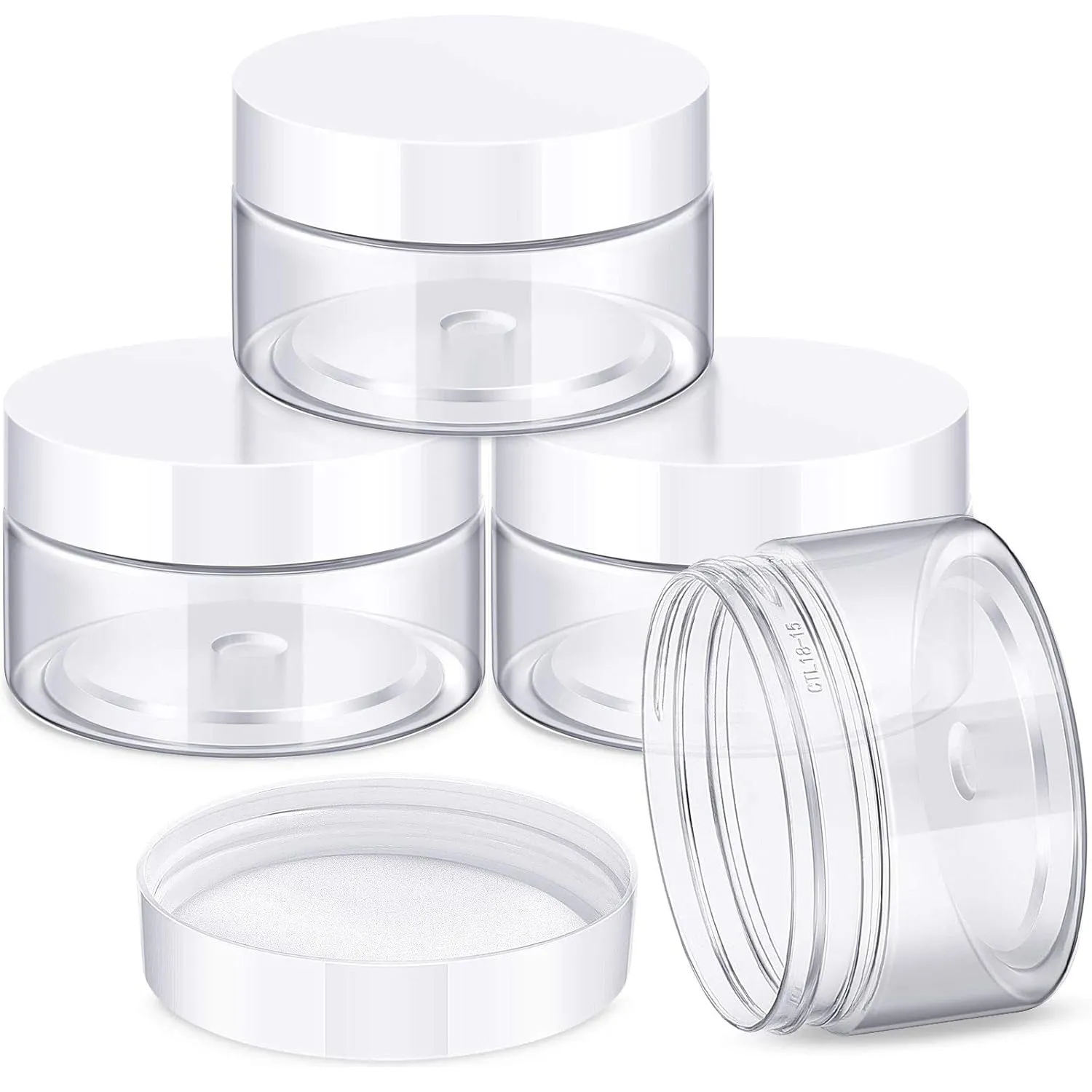4 Pieces round Clear Wide-Mouth Leak Proof Plastic Container Jars with Lids for Travel Storage Makeup Beauty Products Face Creams Oils Salves Ointments DIY Making or Others (White,1 Ounce)