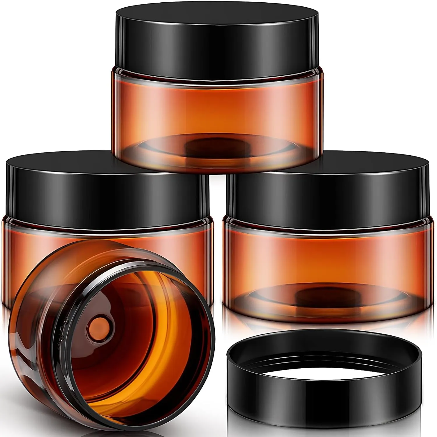 4 Pieces round Clear Wide-Mouth Leak Proof Plastic Container Jars with Lids for Travel Storage Makeup Beauty Products Face Creams Oils Salves Ointments DIY Making or Others (White,1 Ounce)