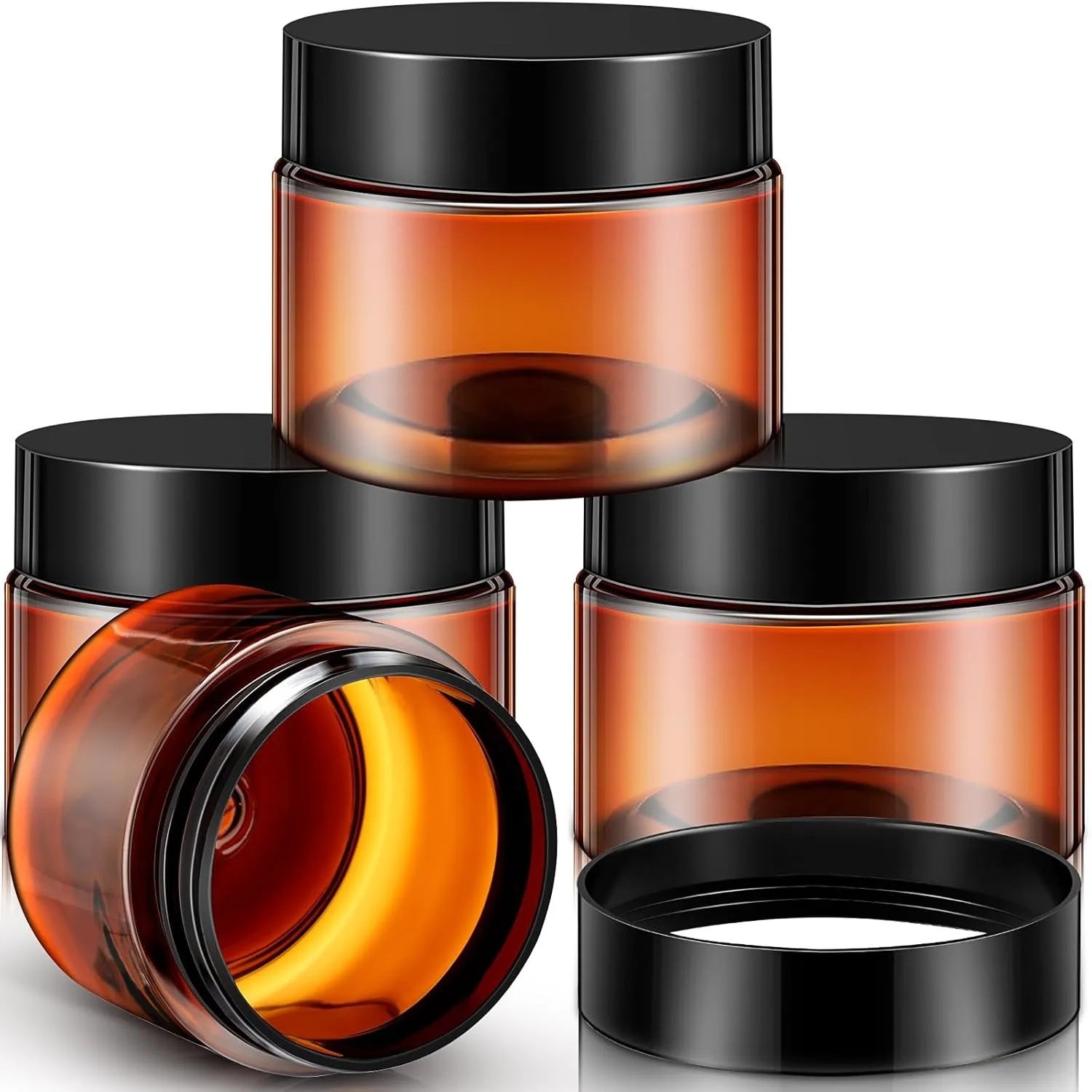 4 Pieces round Clear Wide-Mouth Leak Proof Plastic Container Jars with Lids for Travel Storage Makeup Beauty Products Face Creams Oils Salves Ointments DIY Making or Others (White,1 Ounce)
