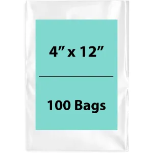 4X12 inches Clear Flat Poly Bags 3Mil Open Top (LDPE)