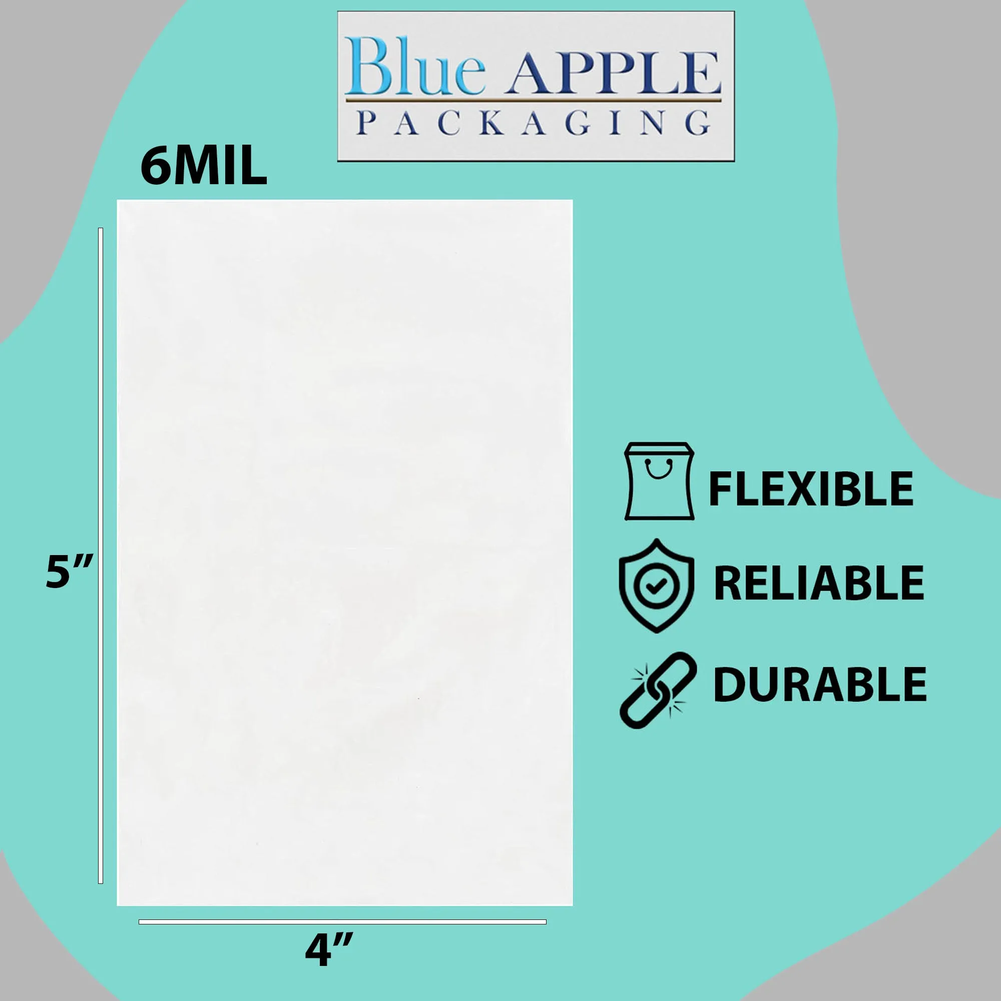 4X5 inches Clear Flat Poly Bags 6Mil Open Top (LDPE)