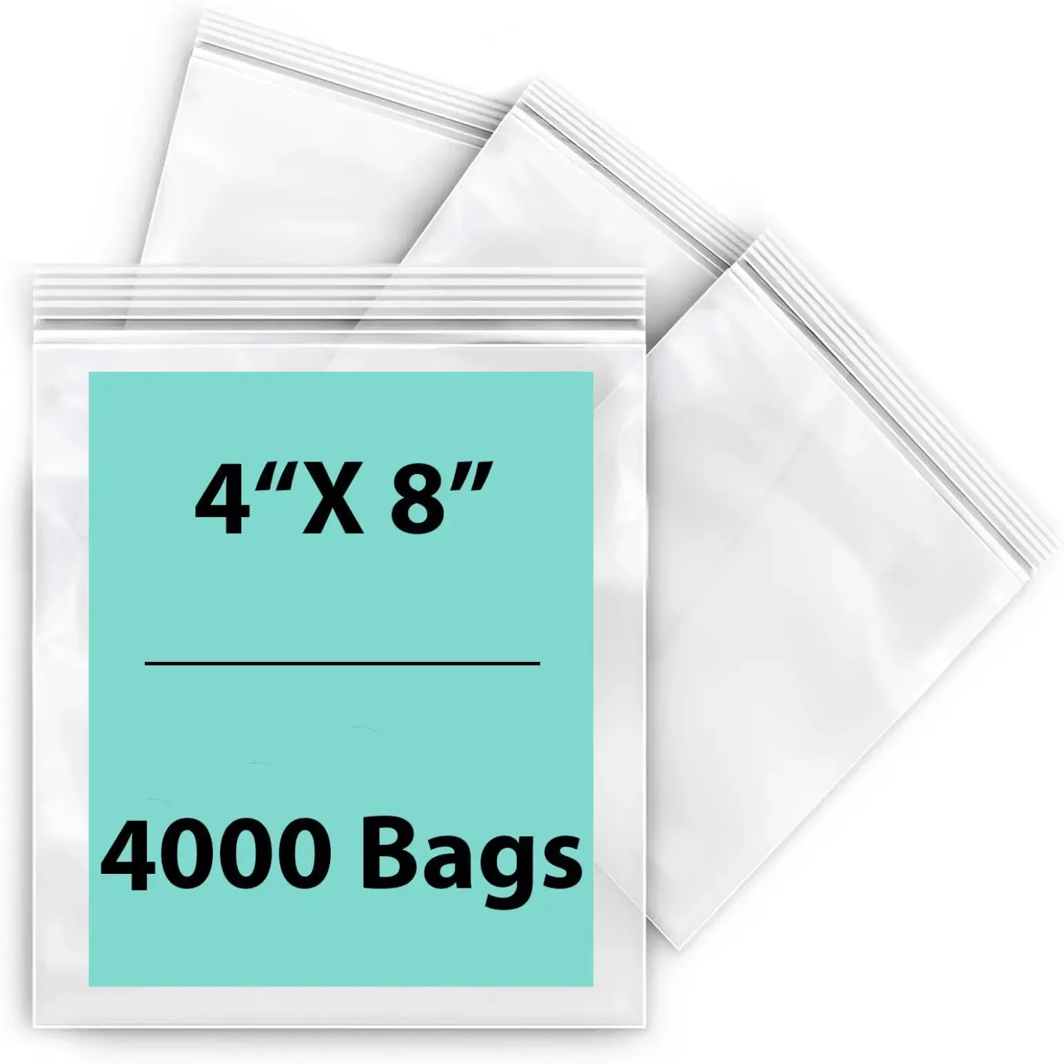 4X8 inches Reclosable Single Line Zipper Poly Bags 4 Mil (LDPE)