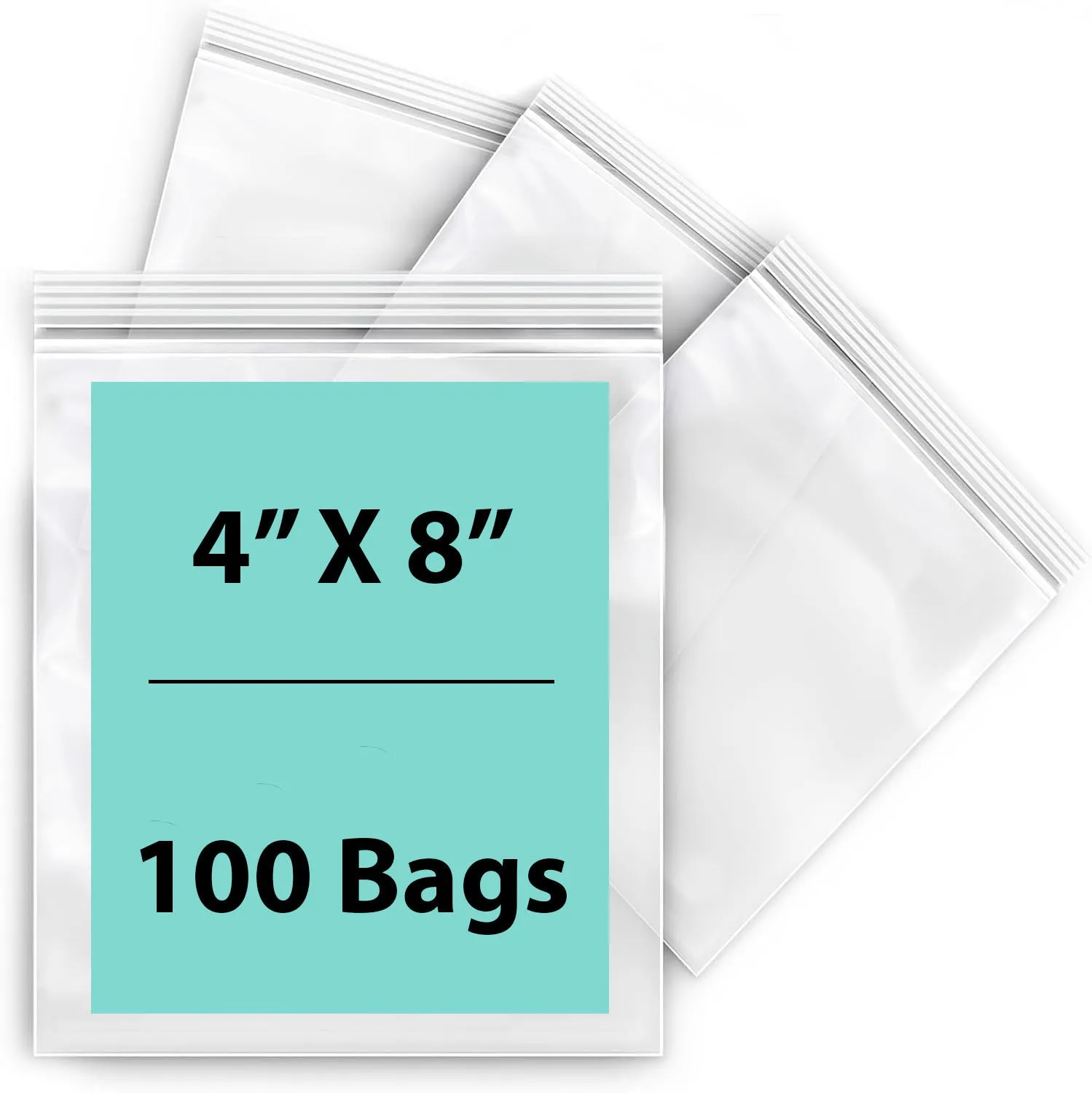 4X8 inches Reclosable Single Line Zipper Poly Bags 4 Mil (LDPE)