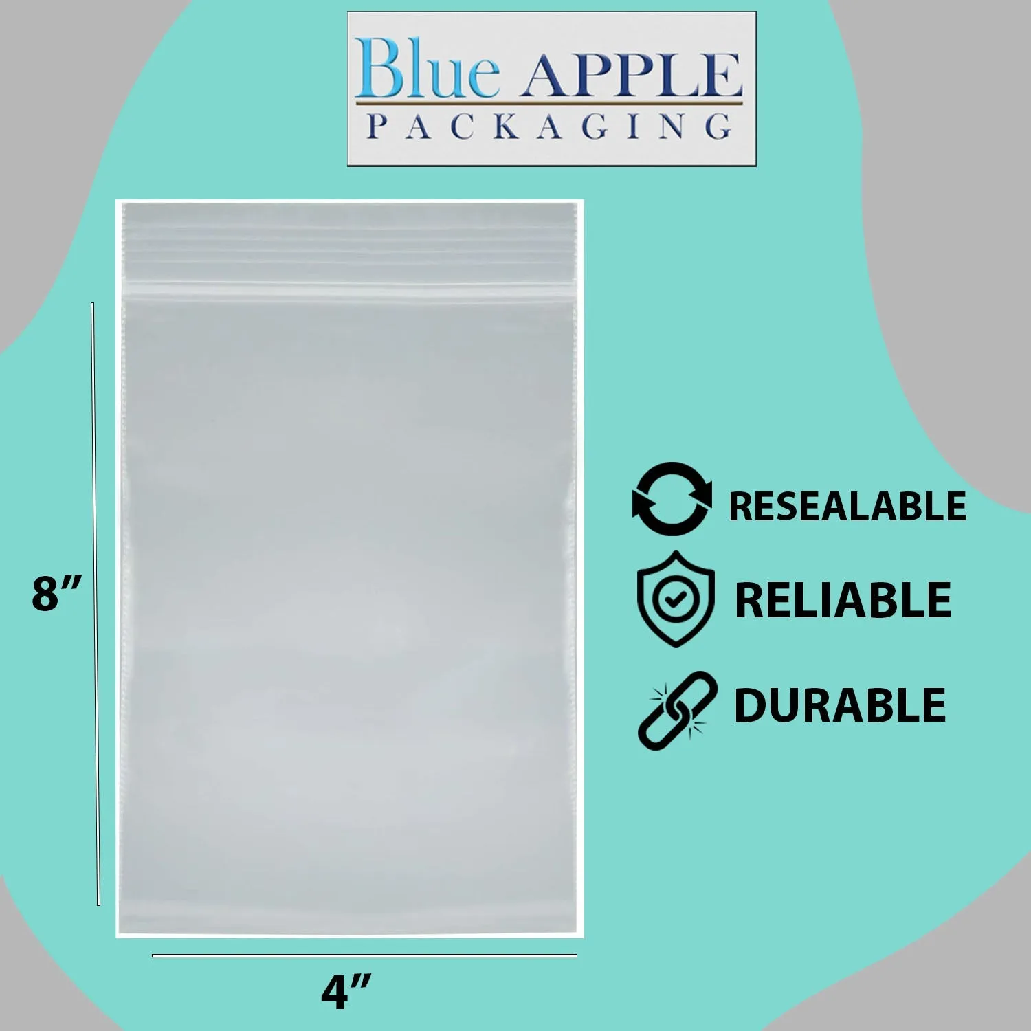 4X8 inches Reclosable Single Line Zipper Poly Bags 4 Mil (LDPE)