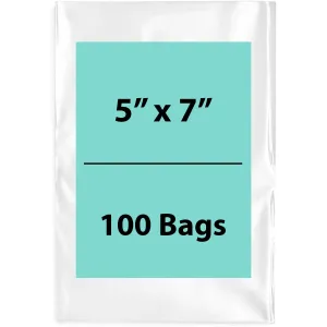 5X7 inches Clear Flat Poly Bags 2Mil Open Top (LDPE)