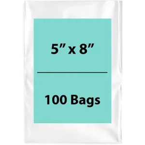 5X8 inches Clear Flat Poly Bags 2Mil Open Top (LDPE)