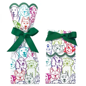 6 pk “Hair of the Dog” Wine   Gift Bag Kit with 6 precut Dark Kelly Green Ribbons