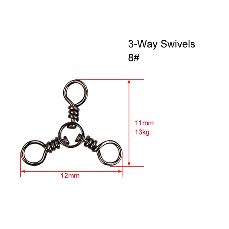60 X CrossLine (3 Way) Swivel  in Size 8# Fishing Tackle