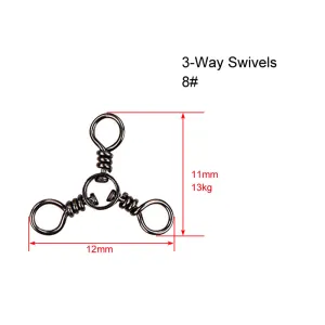 60 X CrossLine (3 Way) Swivel  in Size 8# Fishing Tackle