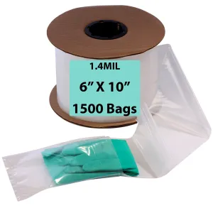 6X10 Inches Kwik-Fill® Pre-Opened Poly Bags on Roll 1.4 Mil AutoBags 1500/RL