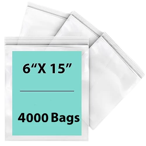 6X15 inches Reclosable Single Line Zipper Poly Bags 2 Mil (LDPE)