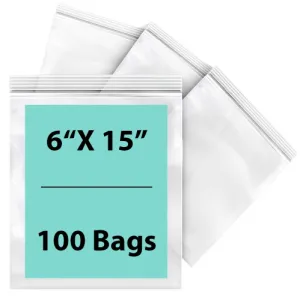 6X15 inches Reclosable Single Line Zipper Poly Bags 2 Mil (LDPE)