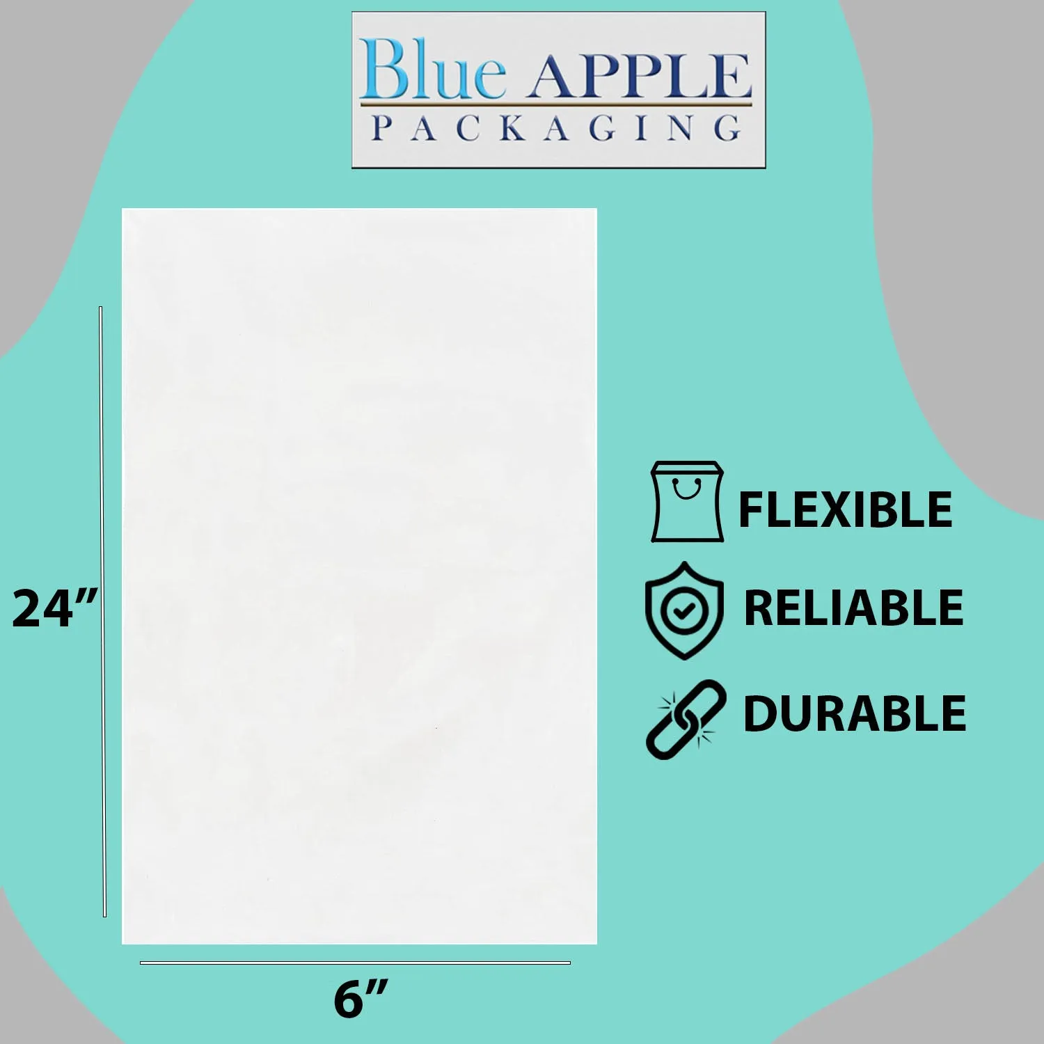 6X24 inches Clear Flat Poly Bags 2Mil Open Top (LDPE)