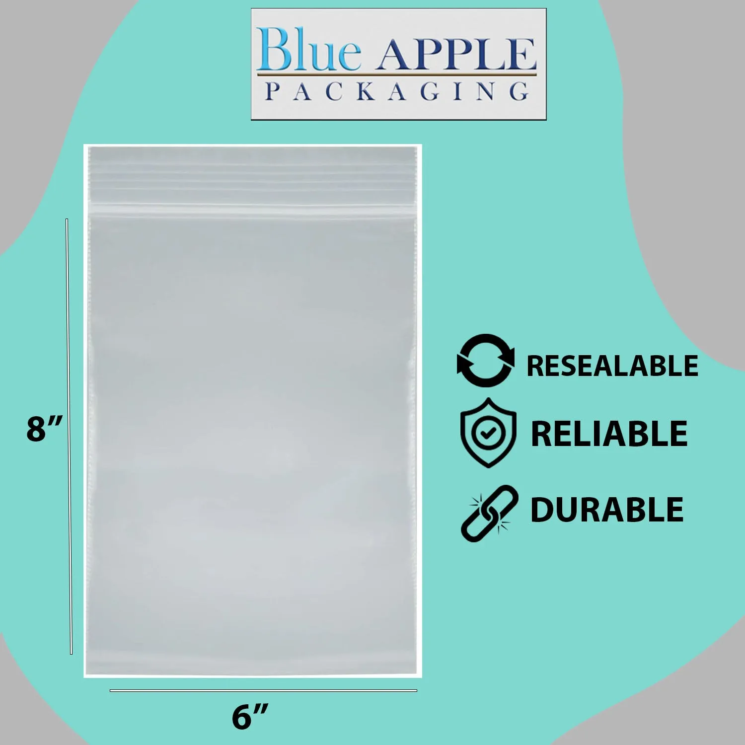 6X8 inches Reclosable Single Line Zipper Poly Bags Pint Size 2 Mil (LDPE)