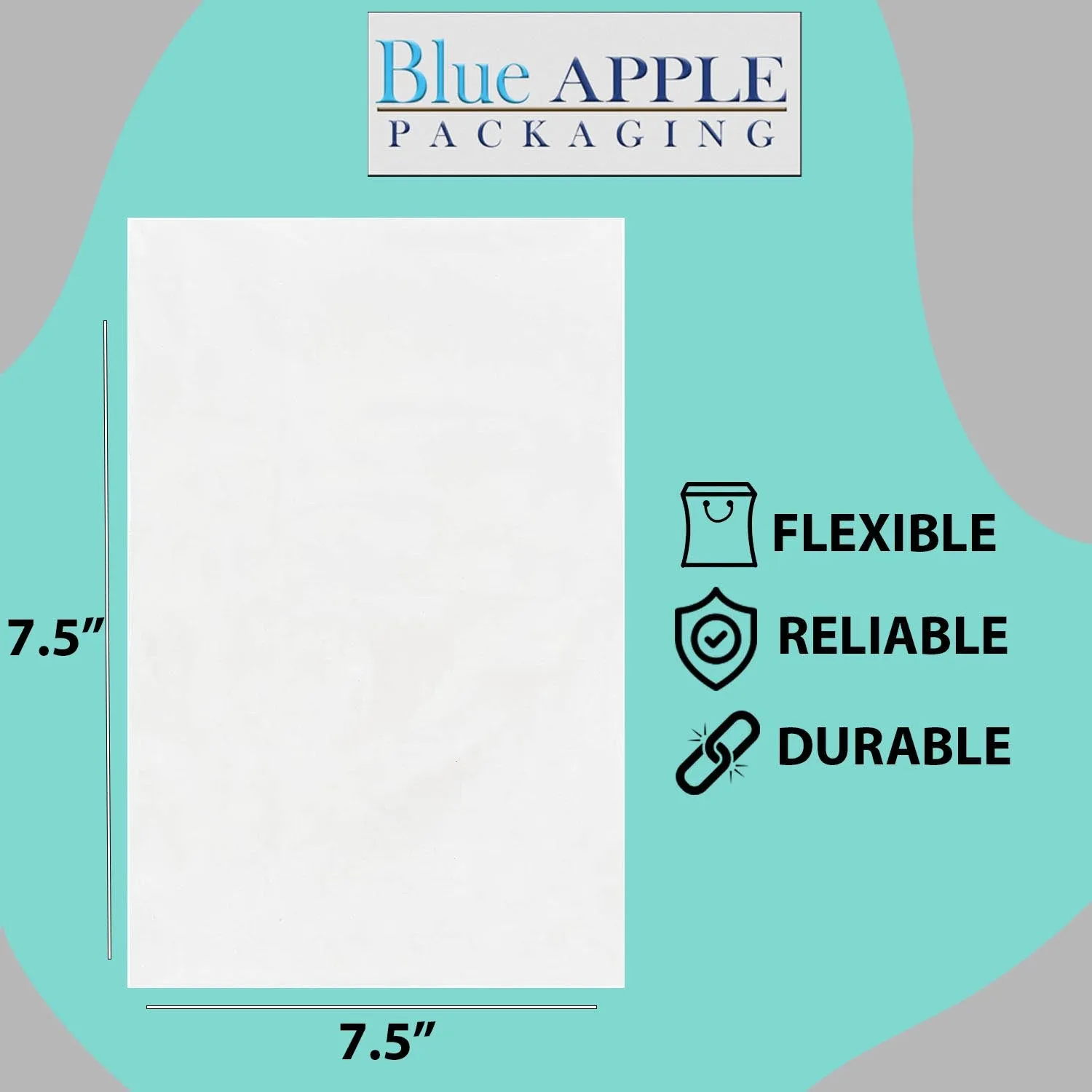 7.5X7.5 inches Clear Flat Poly Bags 2Mil Open Top (LDPE)