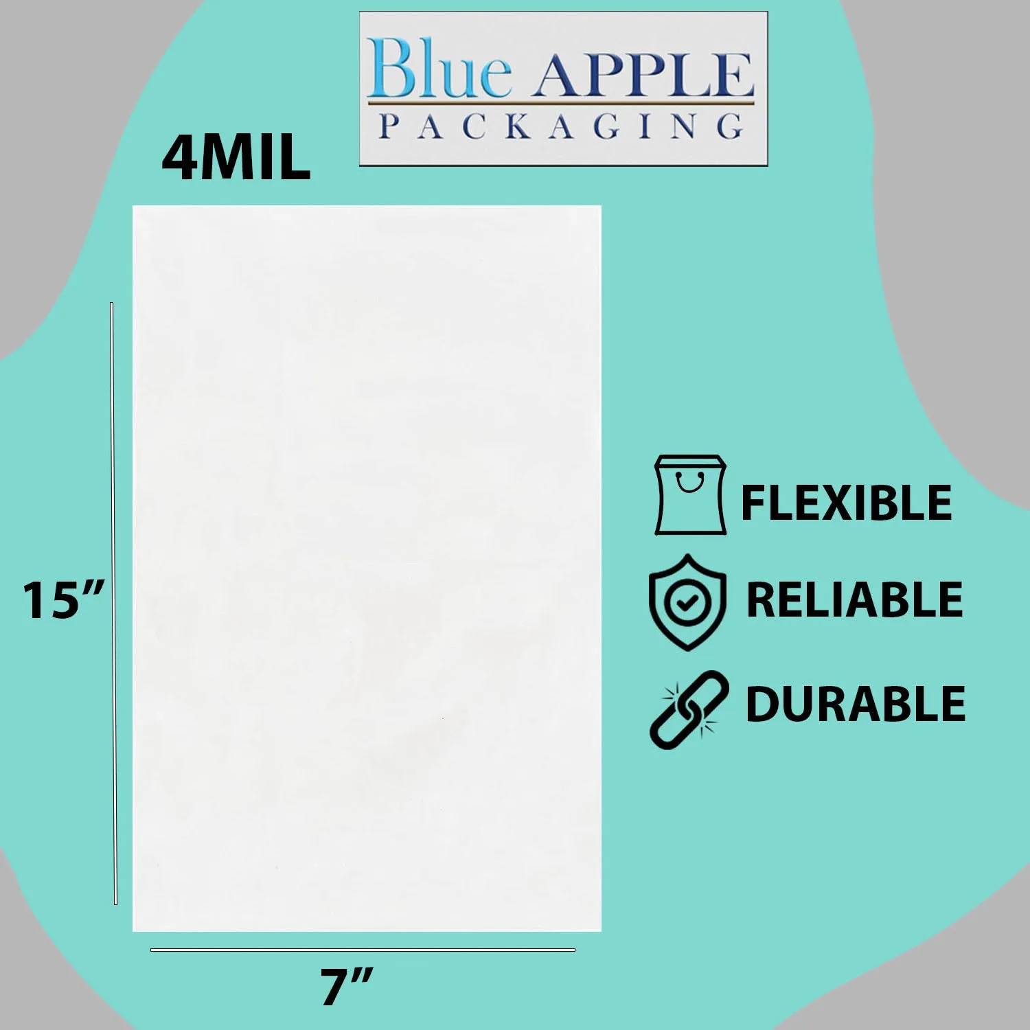 7X15 inches Clear Flat Poly Bags 4Mil Open Top (LDPE)