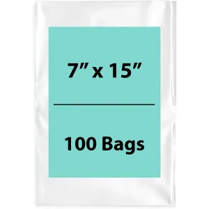 7X15 inches Clear Flat Poly Bags 4Mil Open Top (LDPE)