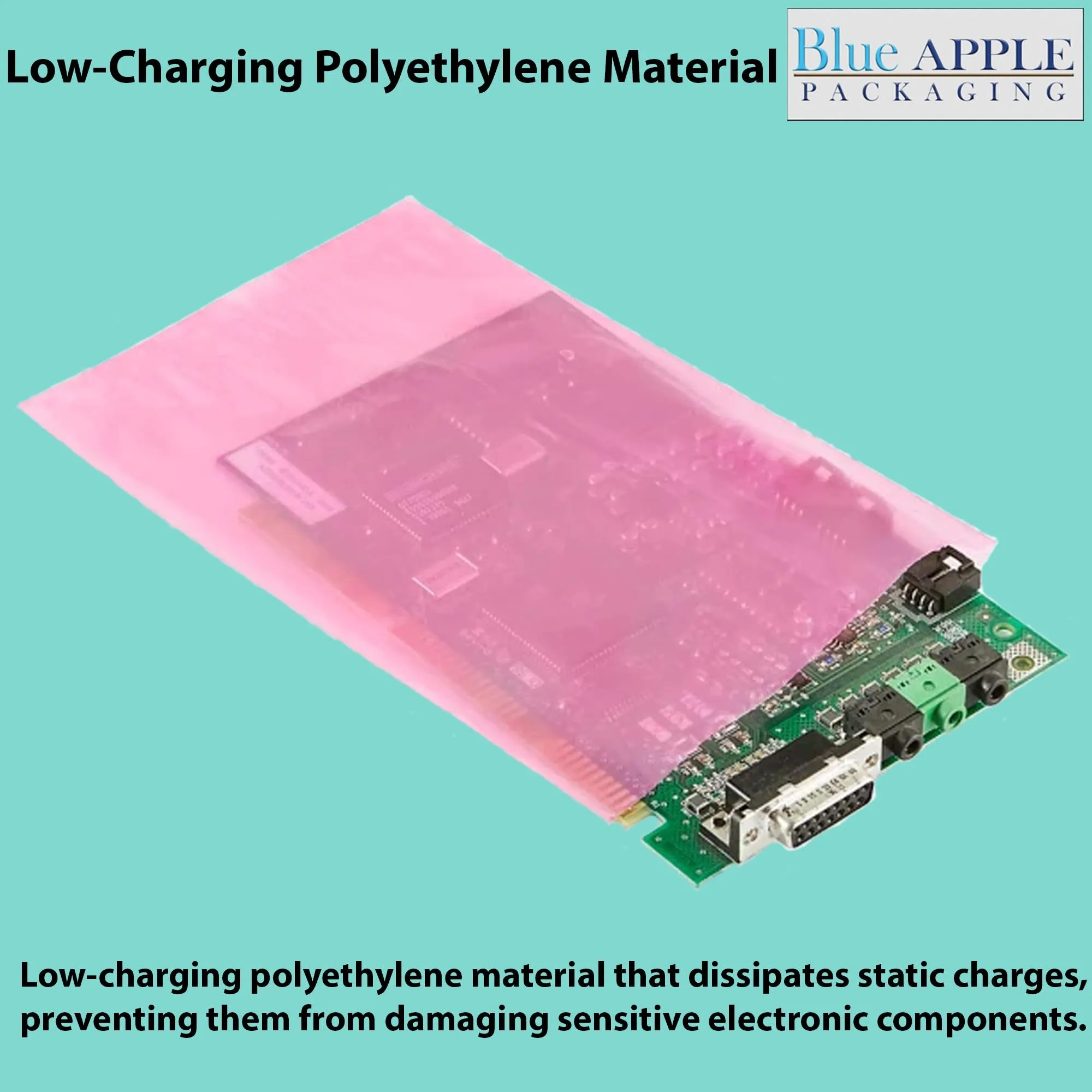 8X12 inches Pink Anti Static Bags 6 Mil Flat