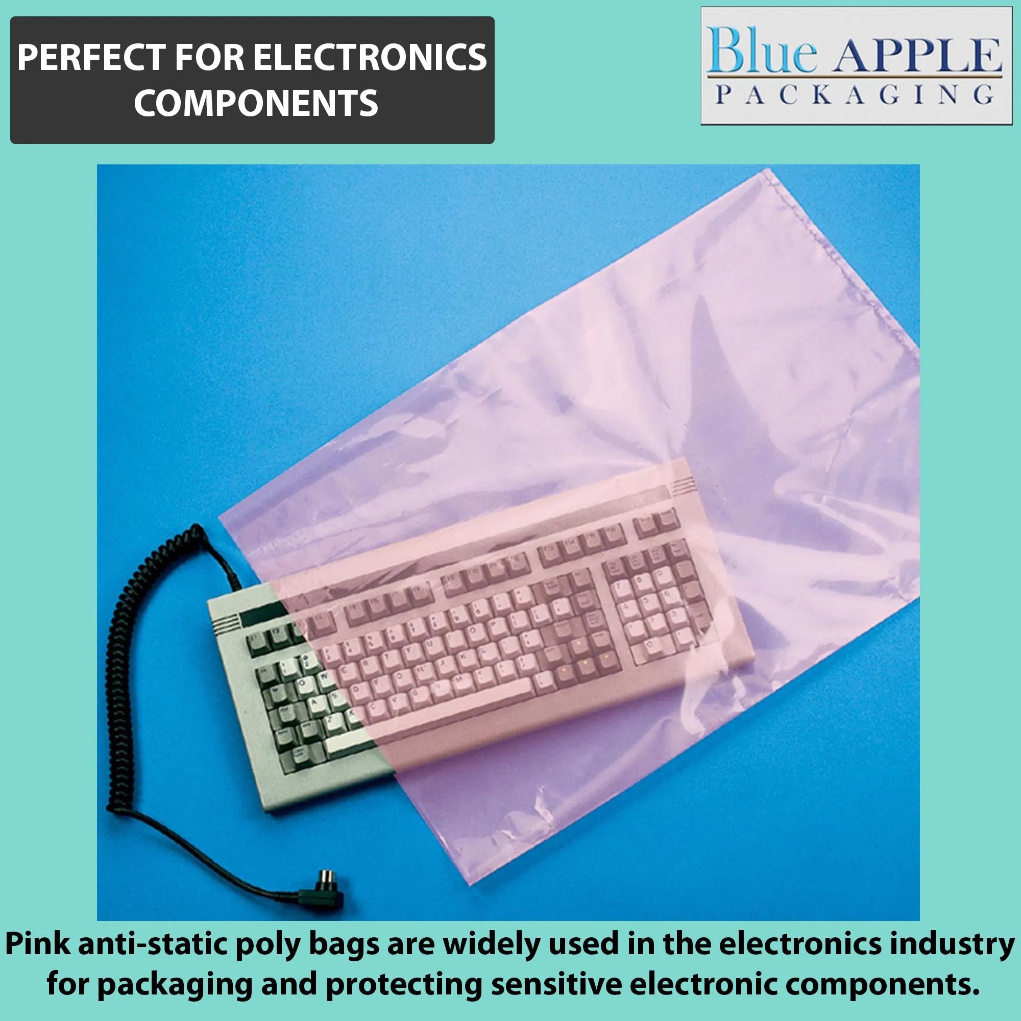 8X12 inches Pink Anti Static Bags 6 Mil Flat