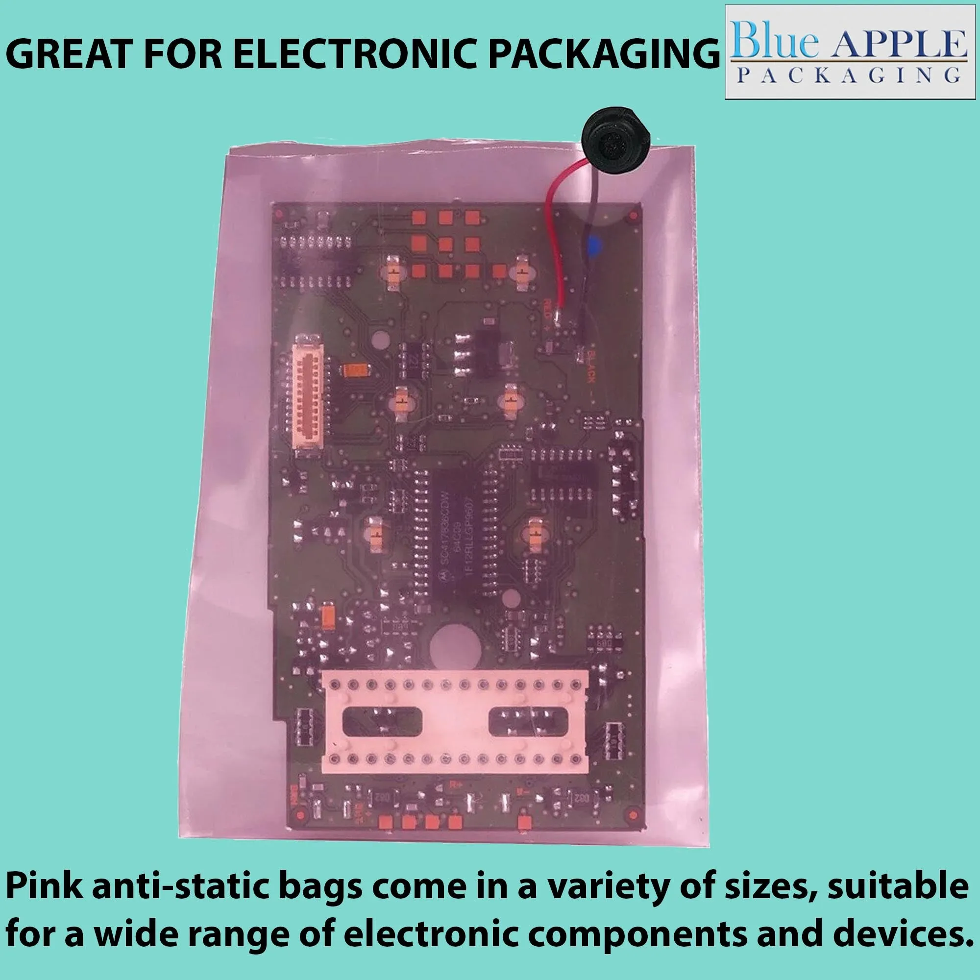 8X12 inches Pink Anti Static Bags 6 Mil Flat