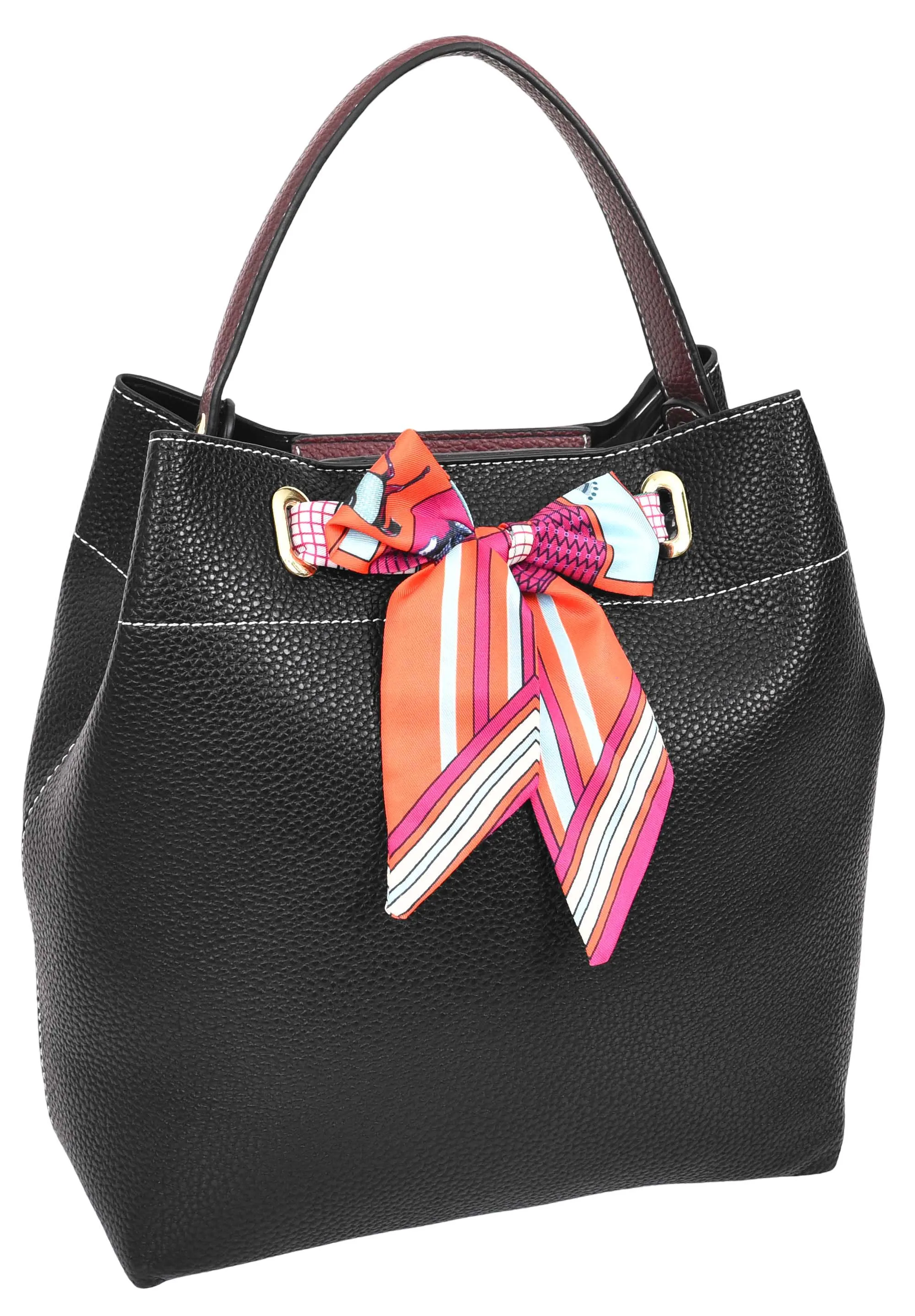 Adele  Women's Faux Leather Large Tote Cosmetics Shoulder Bag Black