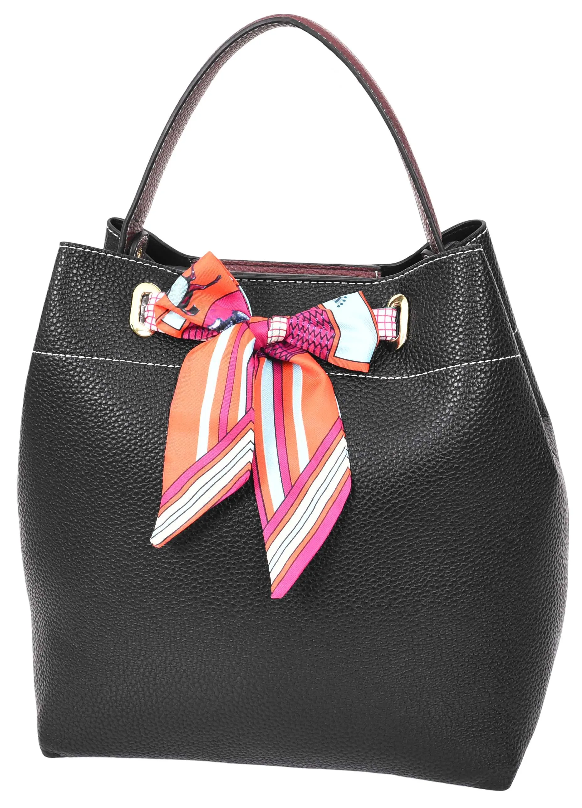 Adele  Women's Faux Leather Large Tote Cosmetics Shoulder Bag Black