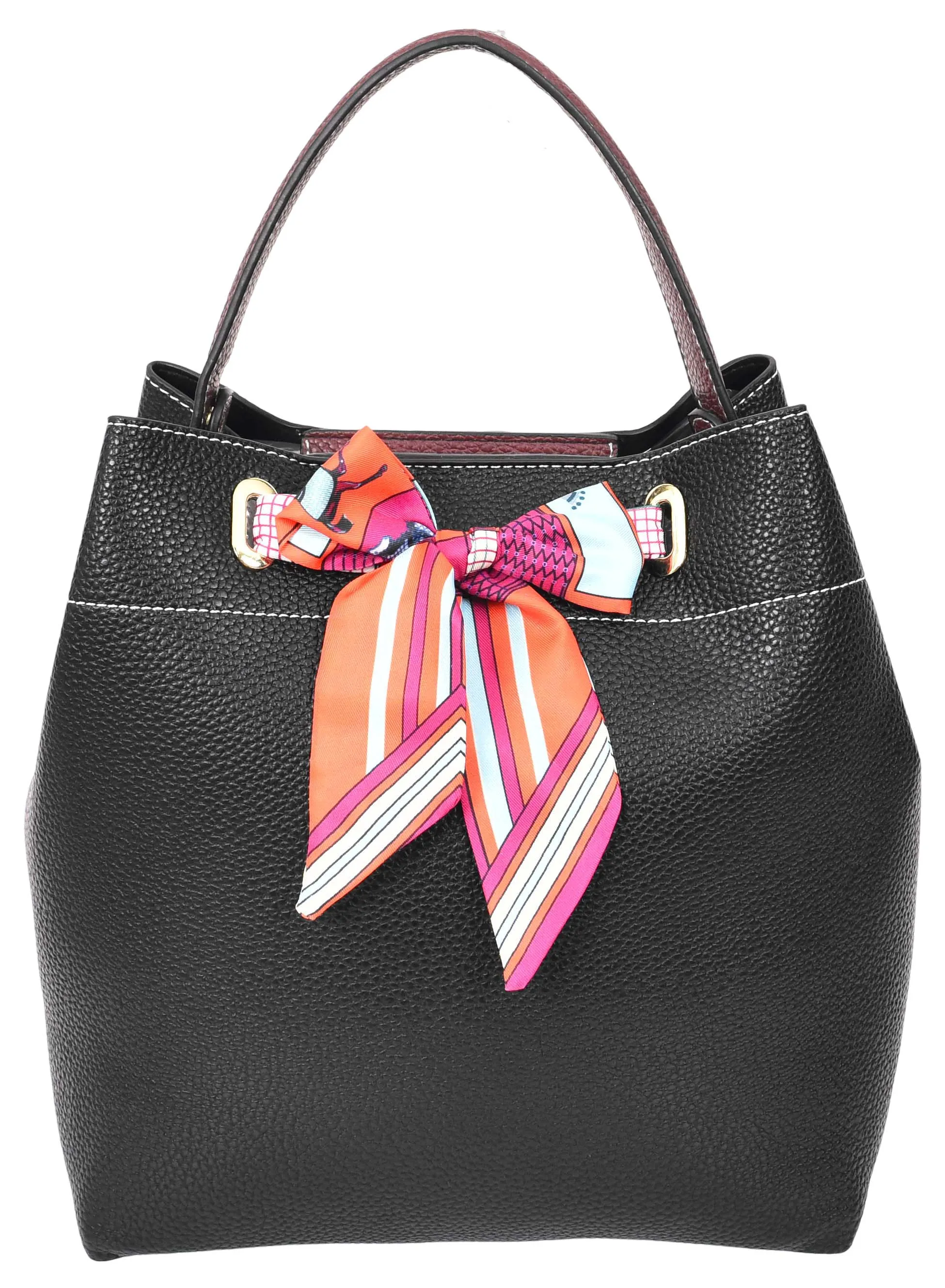 Adele  Women's Faux Leather Large Tote Cosmetics Shoulder Bag Black