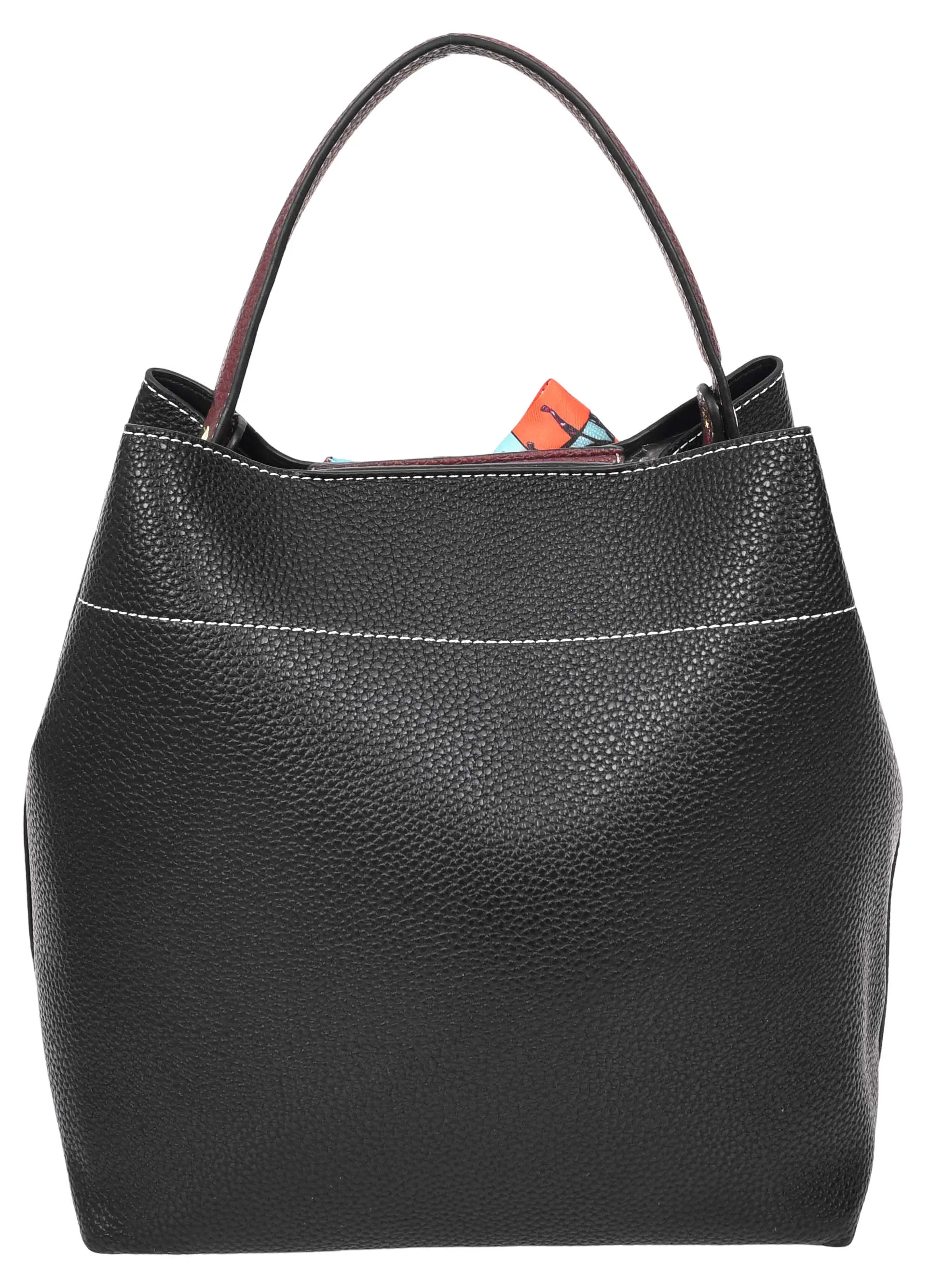 Adele  Women's Faux Leather Large Tote Cosmetics Shoulder Bag Black